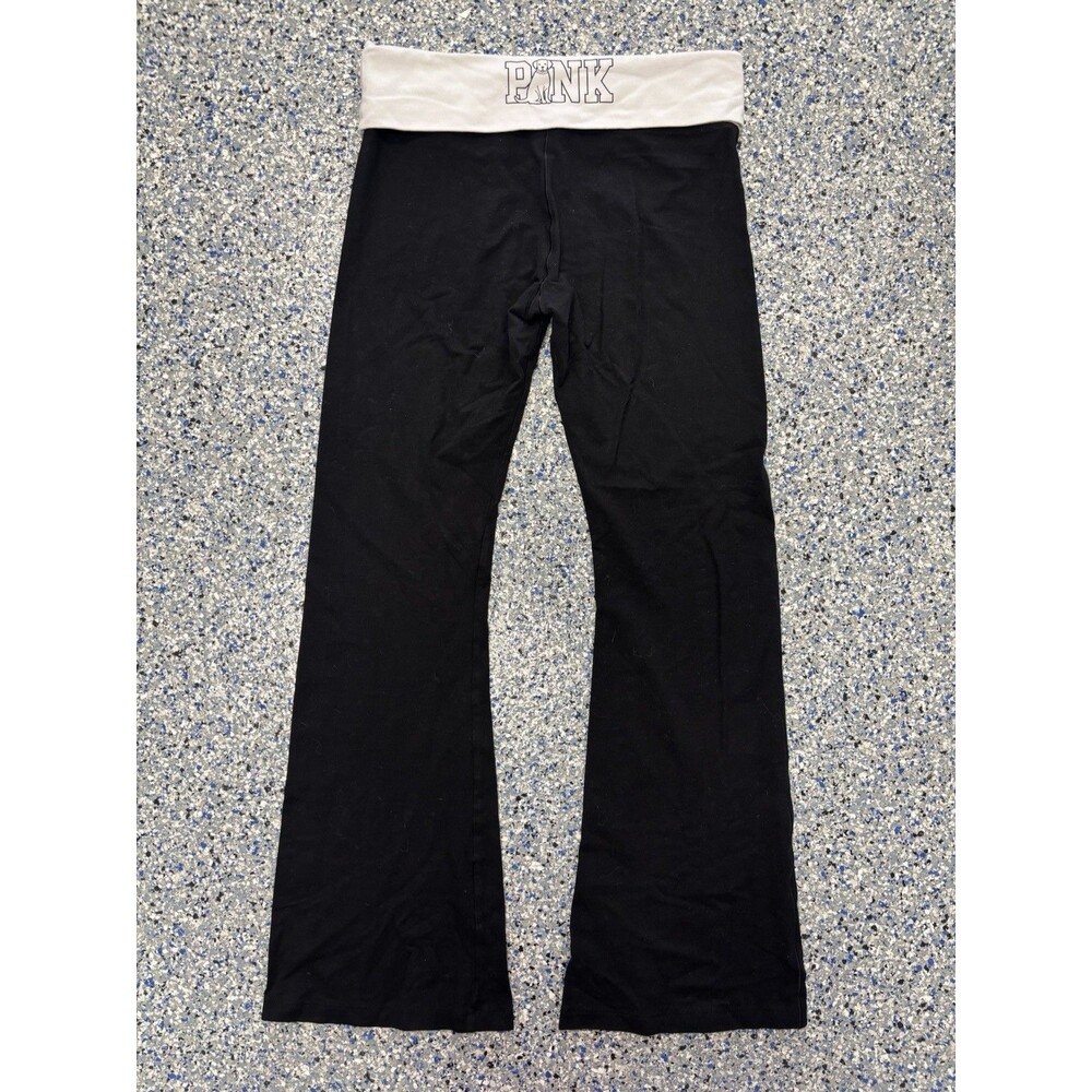Victoria's Secret PINK Y2K Black Flare Yoga Fold Over Pants Size Large